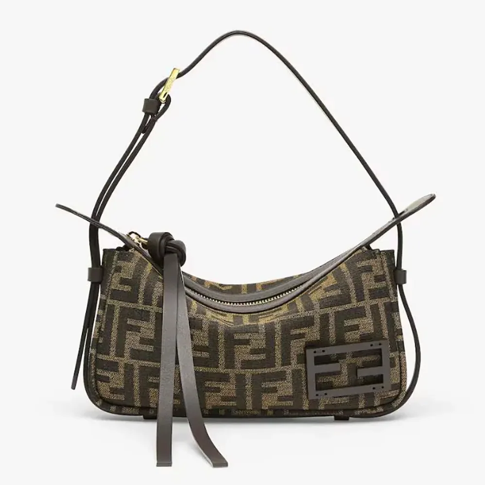 Fendi Simply Fendi Mini Brown FF Jacquard Fabric Mini Bag for Women Fendi Simply Fendi Mini Brown FF Jacquard Fabric Mini Bag for Women