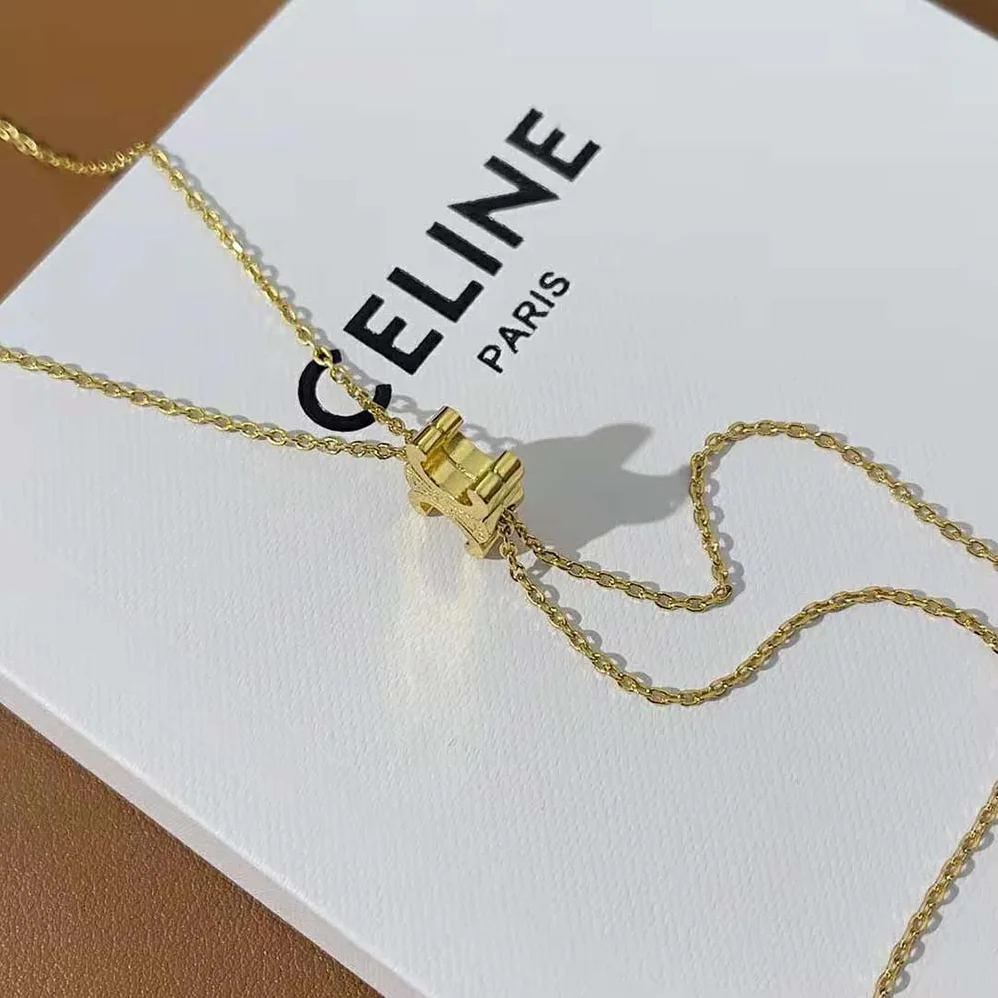 Celine Triomphe Sliding Necklace in Brass with Gold Finish for Women Celine Triomphe Sliding Necklace in Brass with Gold Finish for Women