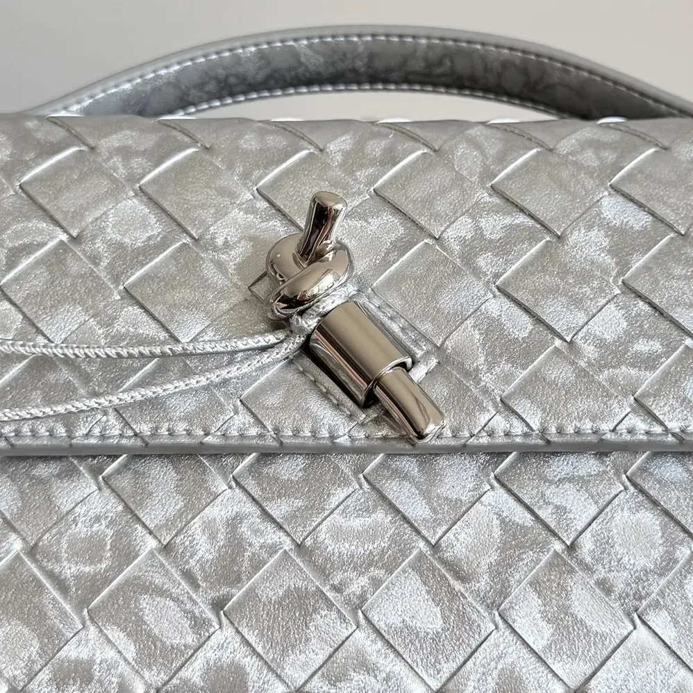 Bottega Veneta Andiamo Clutch for Women in Silver