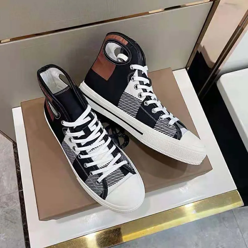 Burberry Porthole Detail Check Print Leather High for Men in top Sneakers Burberry Porthole Detail Check Print Leather High for Men in top Sneakers
