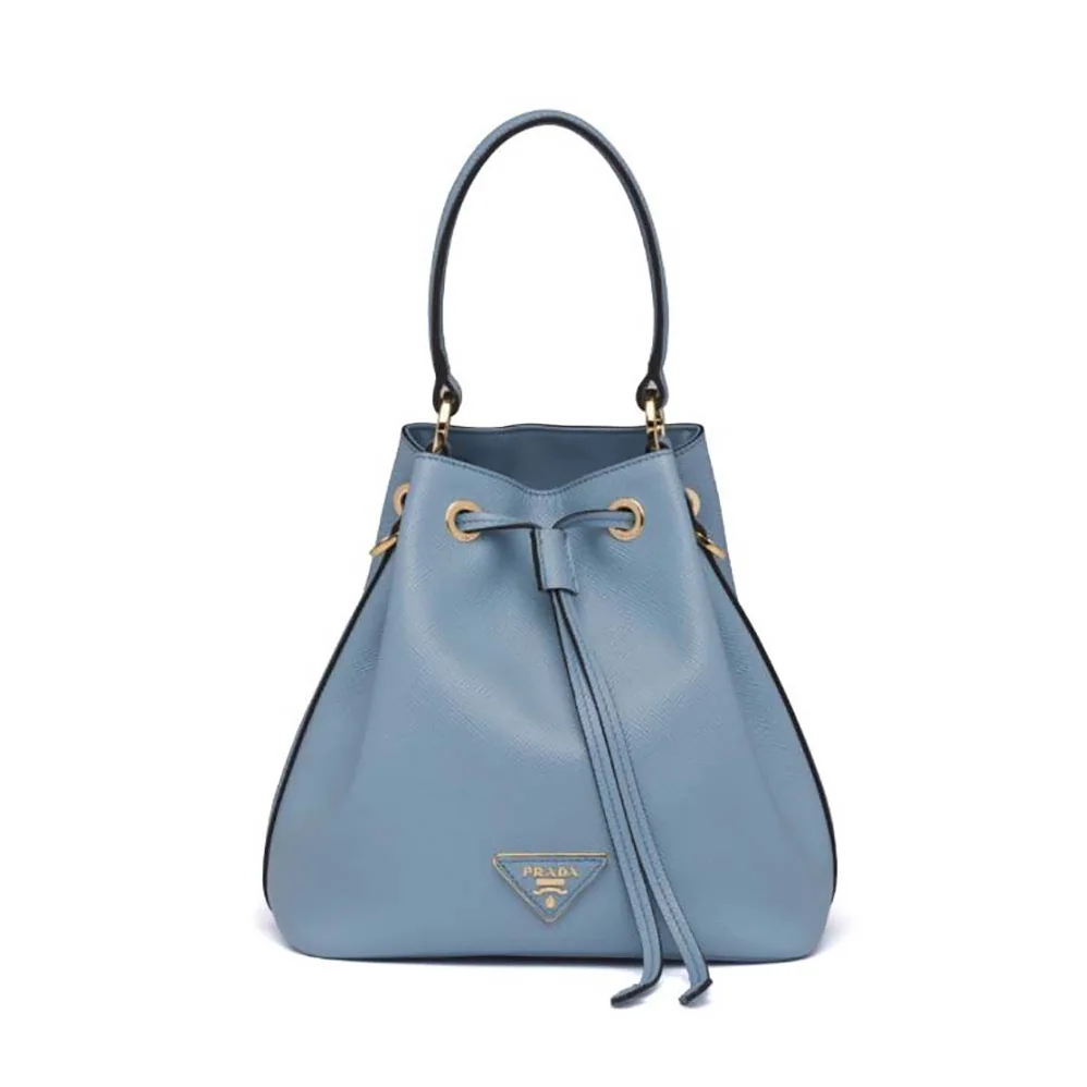 Prada Saffiano Leather Bucket Bag for Women in Blue