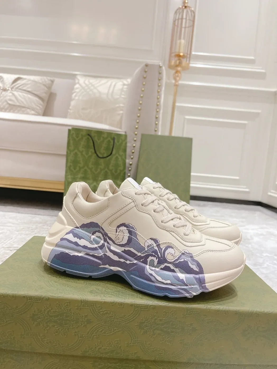 Gucci Rhyton Sneaker With Wave White Gucci Rhyton Sneaker With Wave White