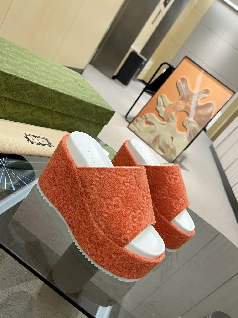 Gucci GG Platform Sandal Orange for Women Gucci GG Platform Sandal Orange for Women