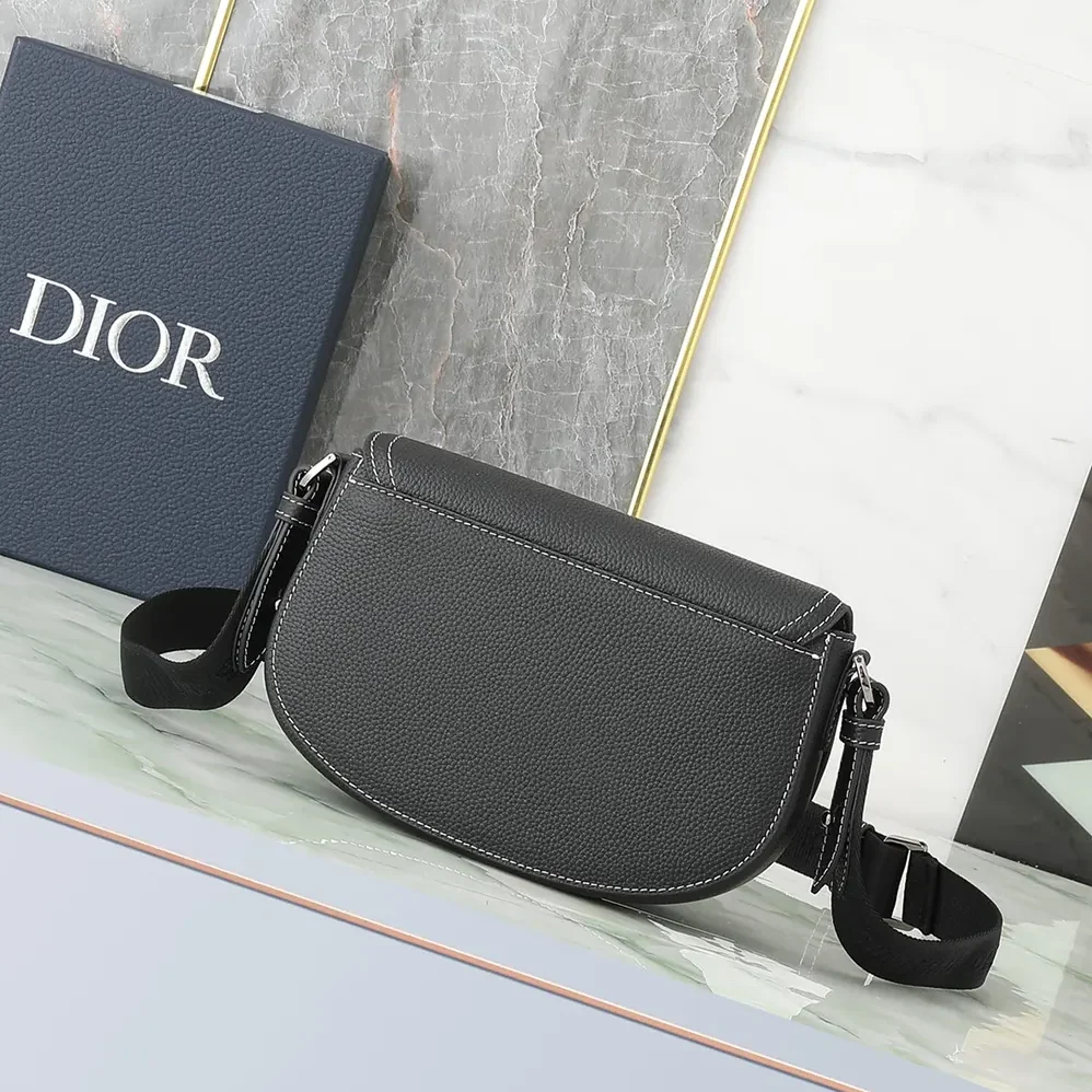 Dior Saddle Messenger Bag Black Grained Calfskin for Men