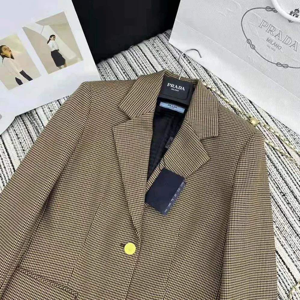 Prada Single for Women in breasted Houndstooth Check Jacket Prada Single for Women in breasted Houndstooth Check Jacket