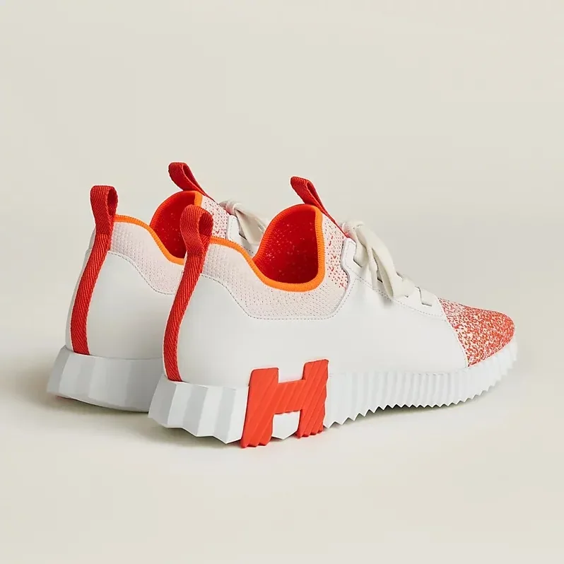 Hermes Depart Slip in On Sneakers Orange/ Blanc Hermes Depart Slip in On Sneakers Orange/ Blanc