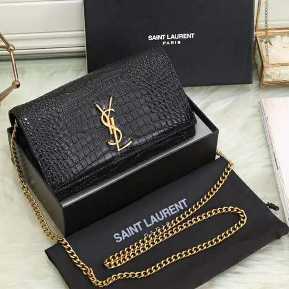 Saint Laurent YSL Sunset Medium Supple Crocodile Embossed Leather for Women Saint Laurent YSL Sunset Medium Supple Crocodile Embossed Leather for Women
