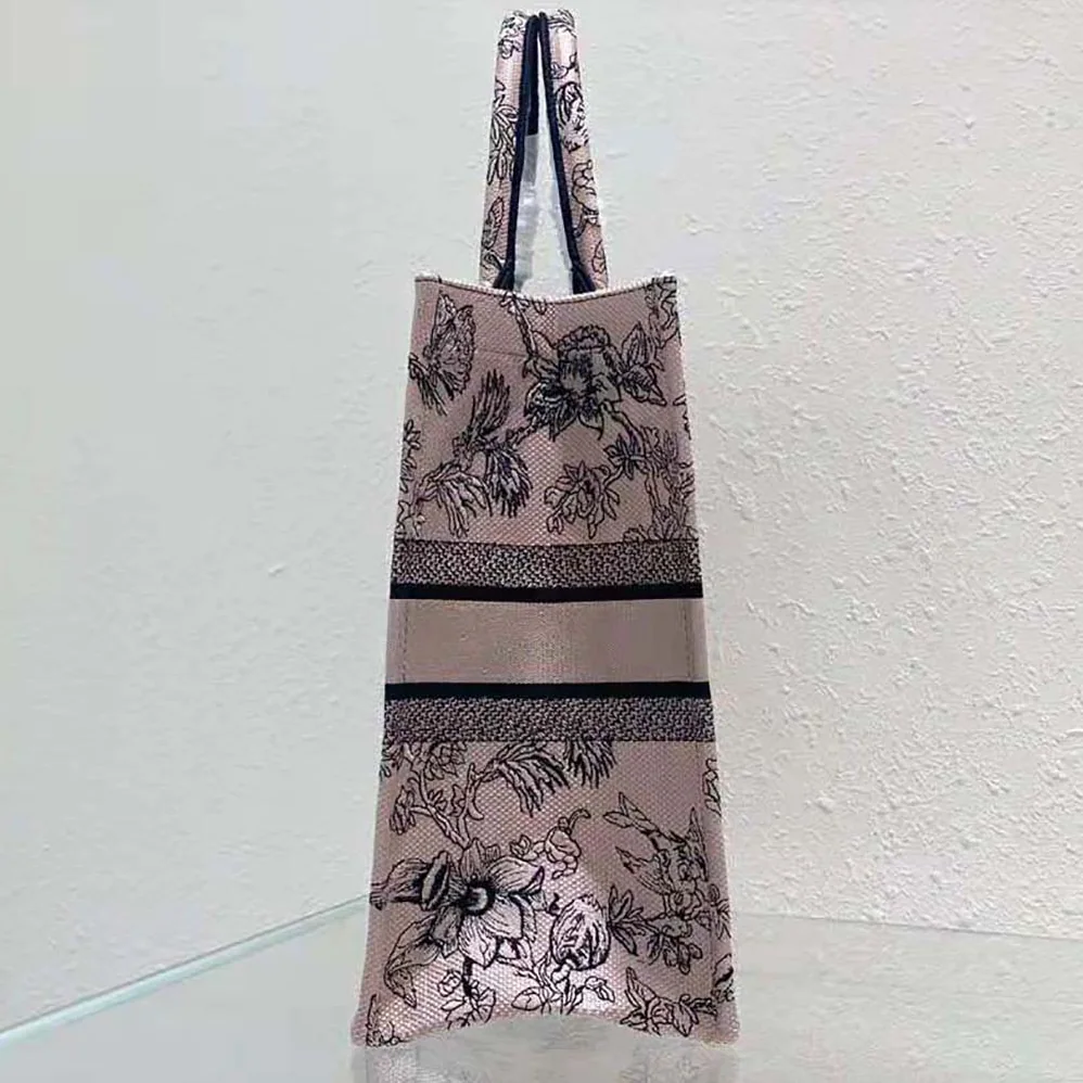 Dior Large Dior Book Tote Powder Pink Dior Jardin Botanique Embroidery for Women