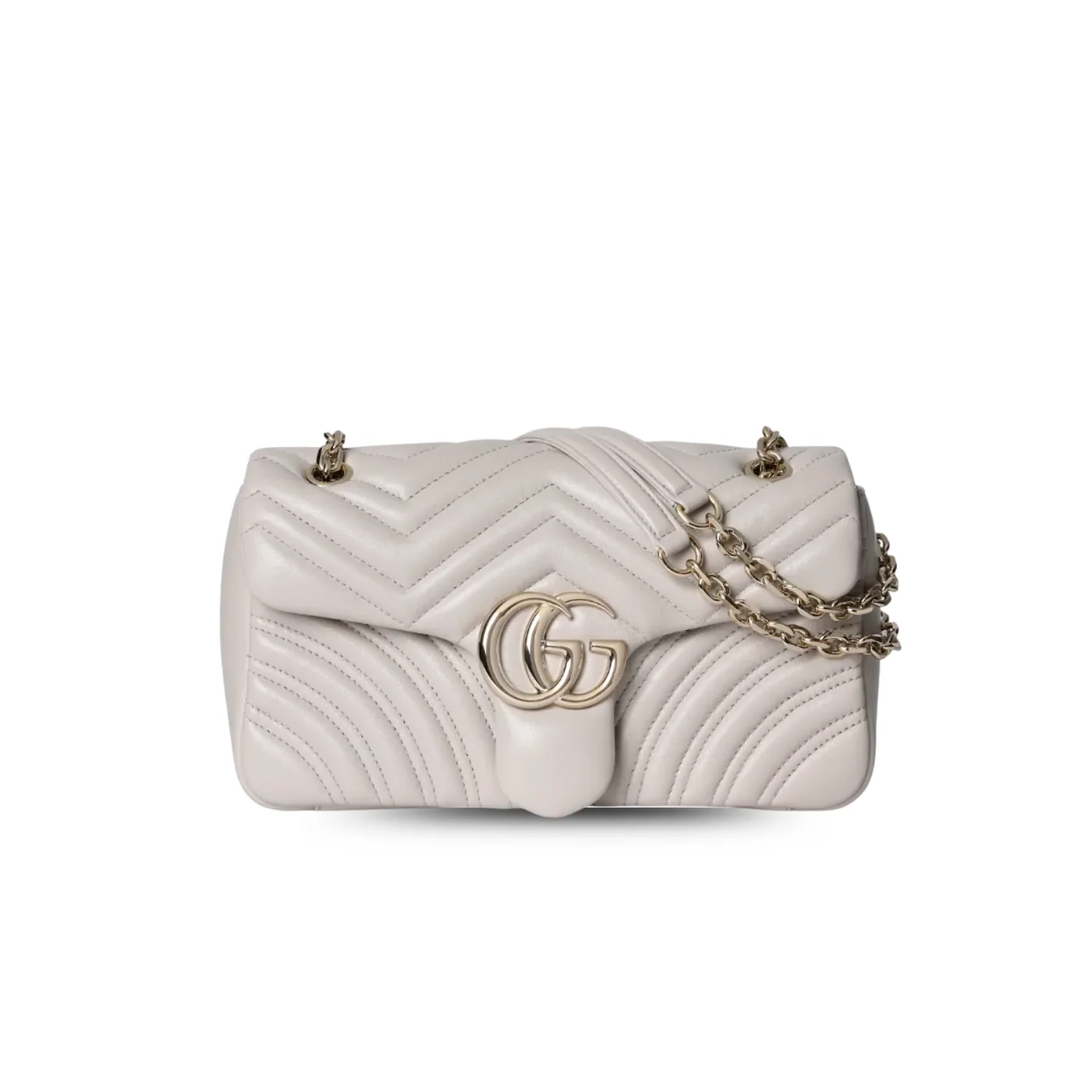 Gucci Marmont Medium Shoulder Bag / Light Grey Light Gold Hardware