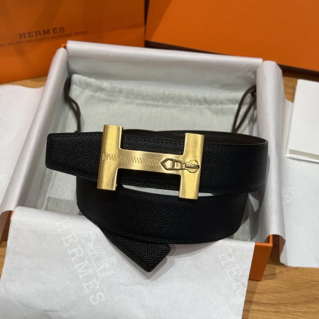 Hermès H-Zip Reversible Belt Dark Brown & Black Hermès H-Zip Reversible Belt Dark Brown & Black