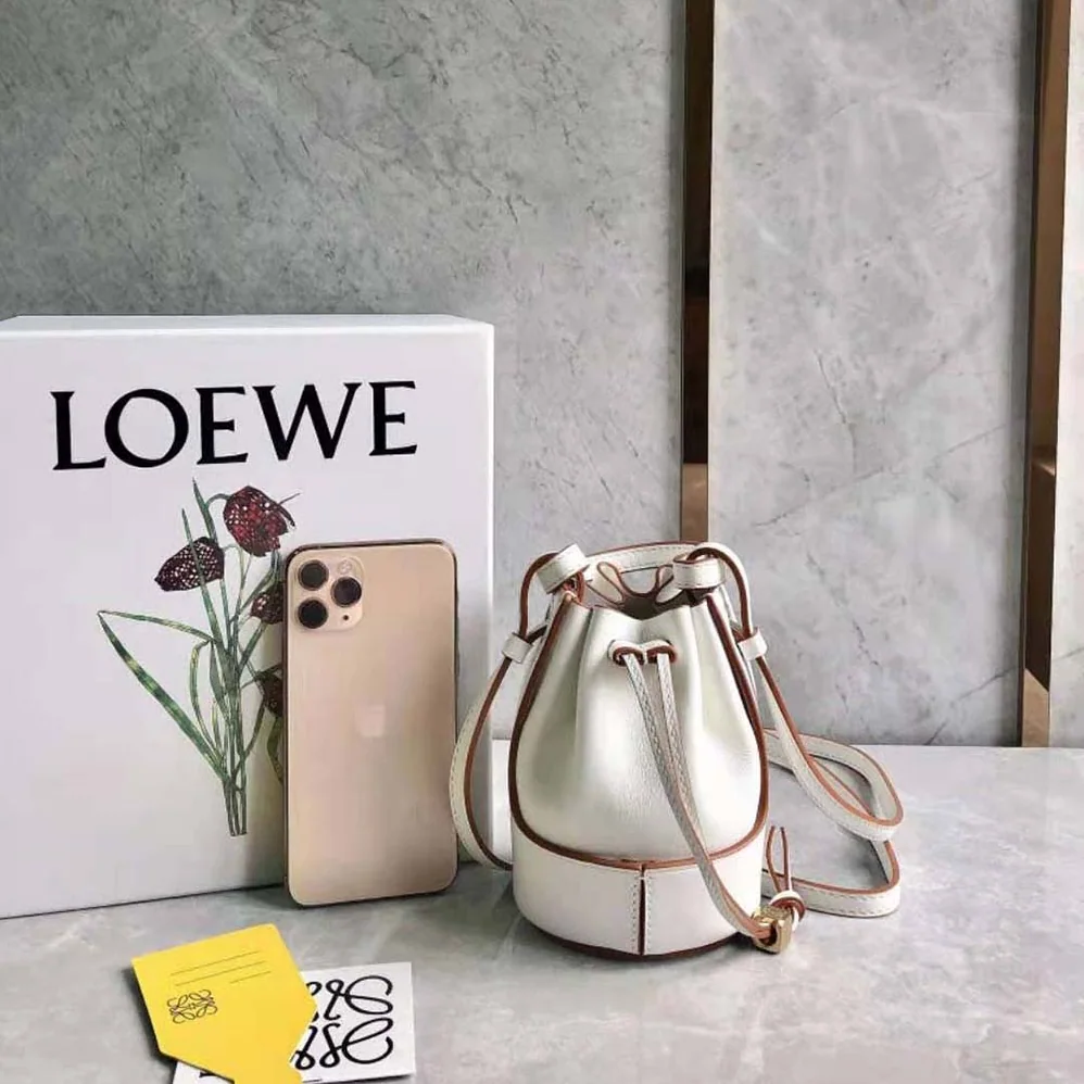 Loewe Nano Balloon Bag in Nappa and Calfskin for Women in White Loewe Nano Balloon Bag in Nappa and Calfskin for Women in White