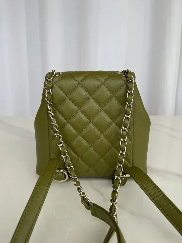 Chanel Small Backpack in Green Khaki Gold Hardware Chanel Small Backpack in Green Khaki Gold Hardware