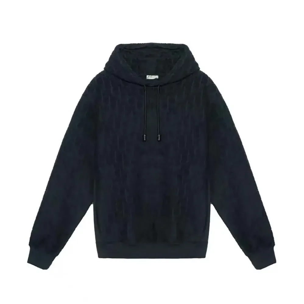 Dior Oblique Relaxed-Fit Hooded Sweatshirt Black Terry Cotton Jacquard for Men Dior Oblique Relaxed-Fit Hooded Sweatshirt Black Terry Cotton Jacquard for Men