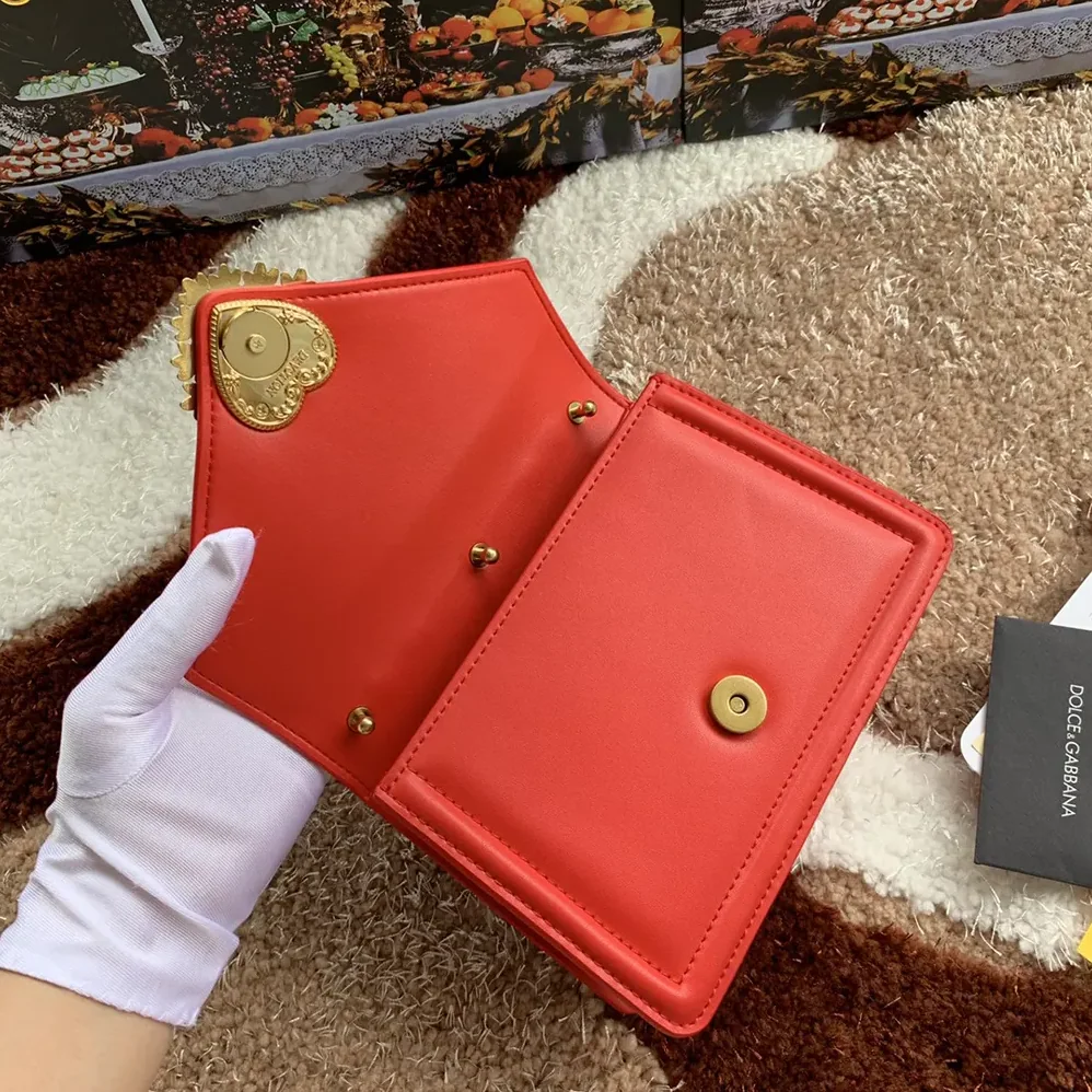 Dolce Gabbana D&G Medium Smooth Calfskin Devotion Bag for Women in Red