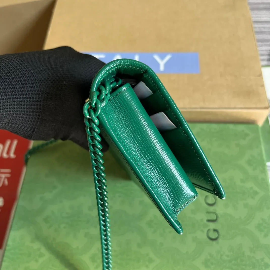 GG Horsebit 1955 Wallet With Chain Orange/Green 1AAJ8 7519 /