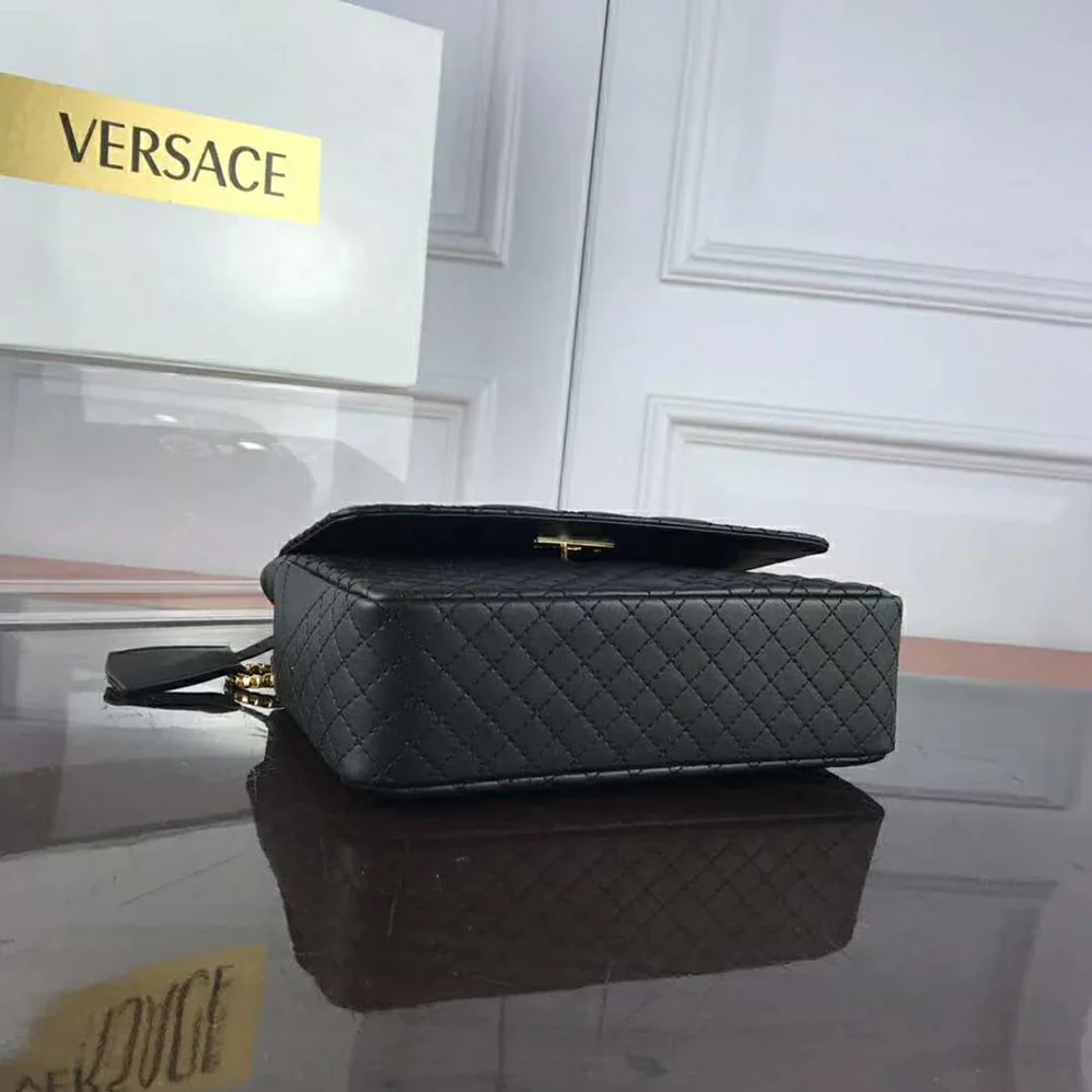 Versace Small Quilted Icon Shoulder Bag Nappa Leather for Women in Black