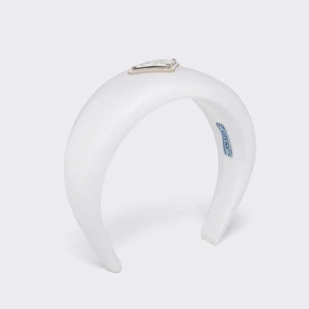 Prada Oversized Puffy Re-Nylon Headband for Women in White