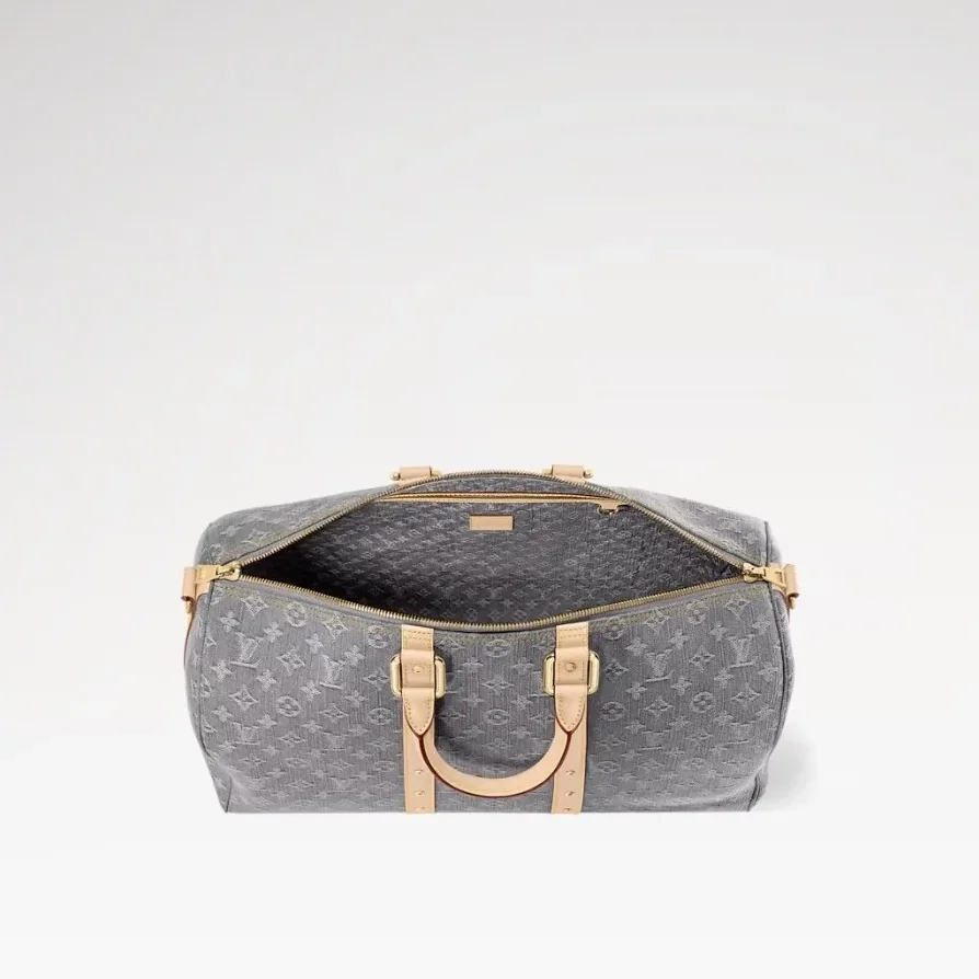 Louis Vuitton Keepall Bandouliere 45 Travel Bag in Cloudy Gray Gold Hardware Louis Vuitton Keepall Bandouliere 45 Travel Bag in Cloudy Gray Gold Hardware