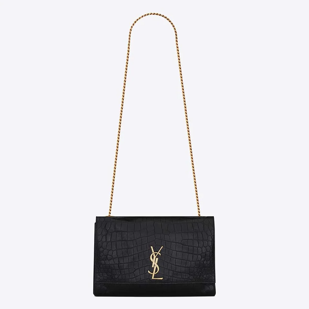 Saint Laurent YSL Kate Medium Reversible in Suede and Crocodile for Women in Embossed Leather Saint Laurent YSL Kate Medium Reversible in Suede and Crocodile for Women in Embossed Leather