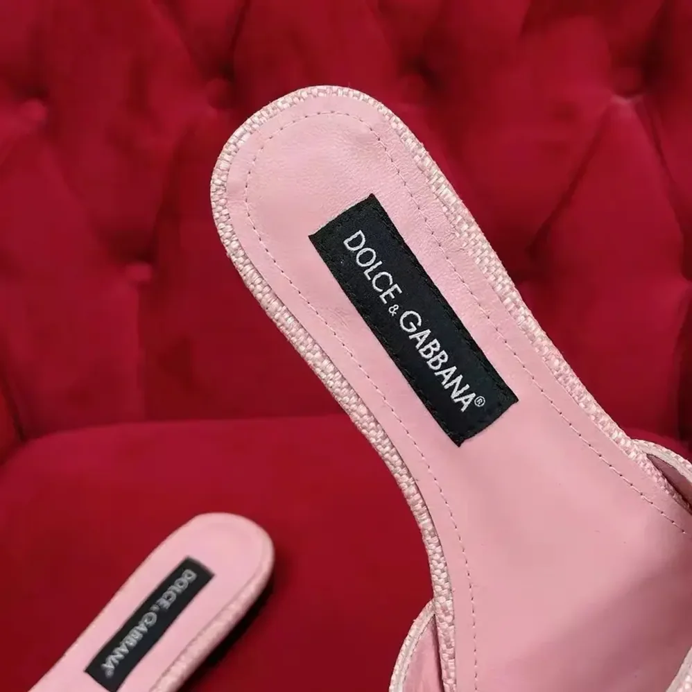 Dolce Gabbana D&G Raffia Sliders for Women in Pink