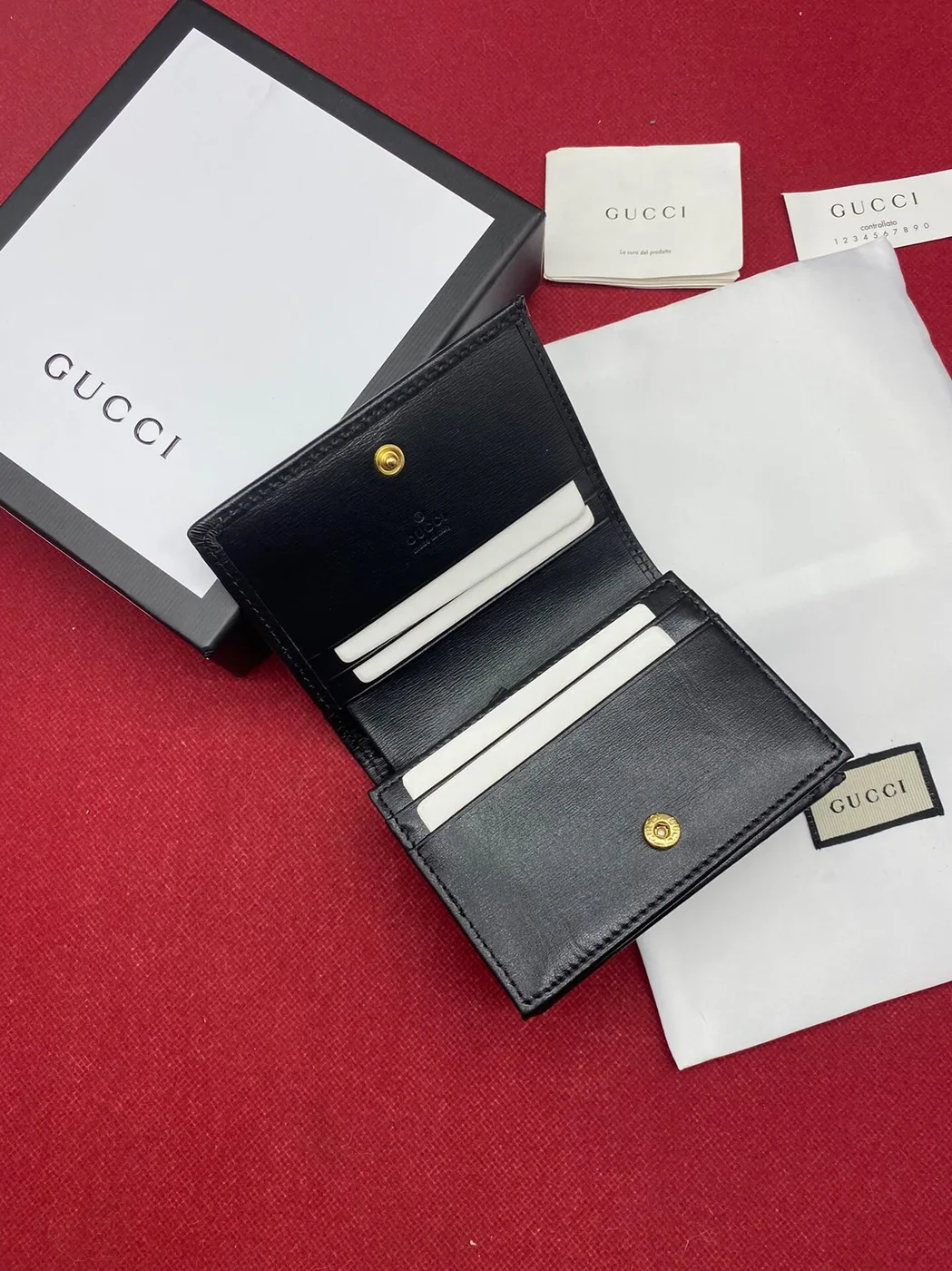 Gucci Horsebit 1955 Card Case Wallet Black Wallet / GG for Women Gucci Horsebit 1955 Card Case Wallet Black Wallet / GG for Women