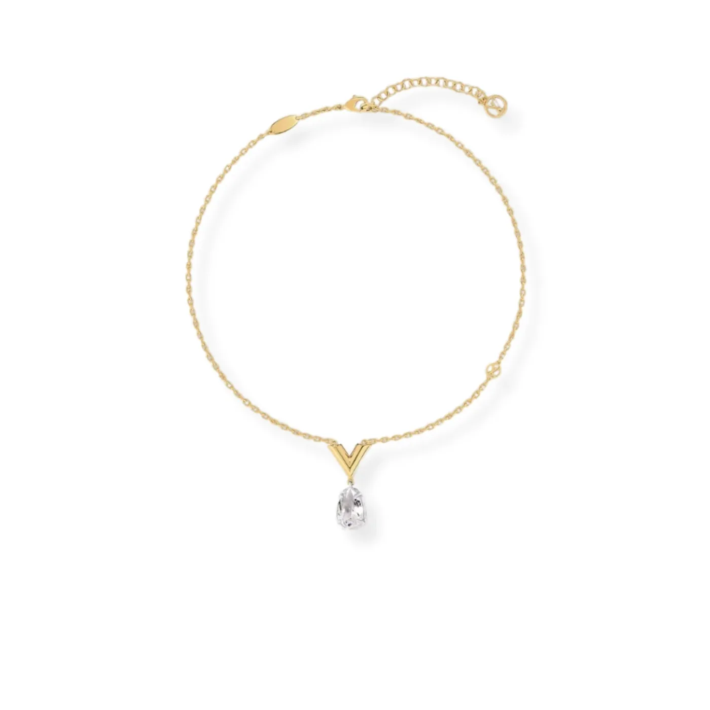Louis Vuitton V for Vuitton Necklace Golden