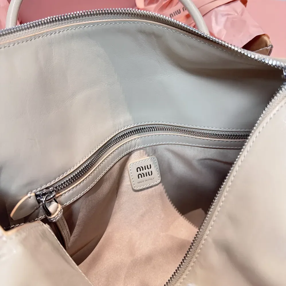 Miu Miu Shiny Leather Handbag for Women in Light Pink