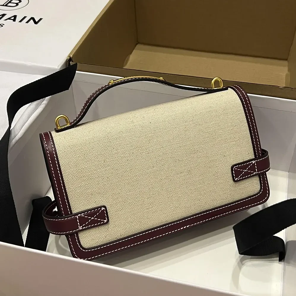 Balmain B Buzz 24 Canvas and Leather Bag for Women Balmain B Buzz 24 Canvas and Leather Bag for Women