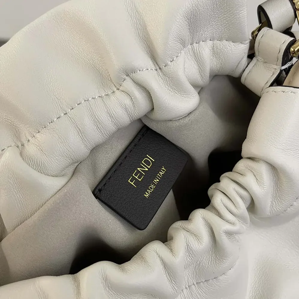 Fendi Mamma Baguette Small White Nappa Leather Mini Bag for Women