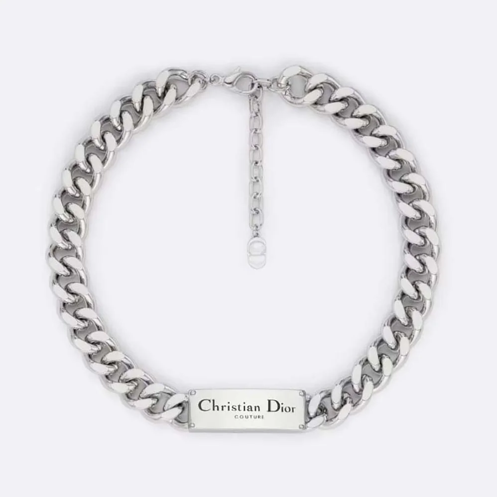 Dior Christian Dior Couture Chain Link Necklace Silver for Men in Finish Brass Dior Christian Dior Couture Chain Link Necklace Silver for Men in Finish Brass