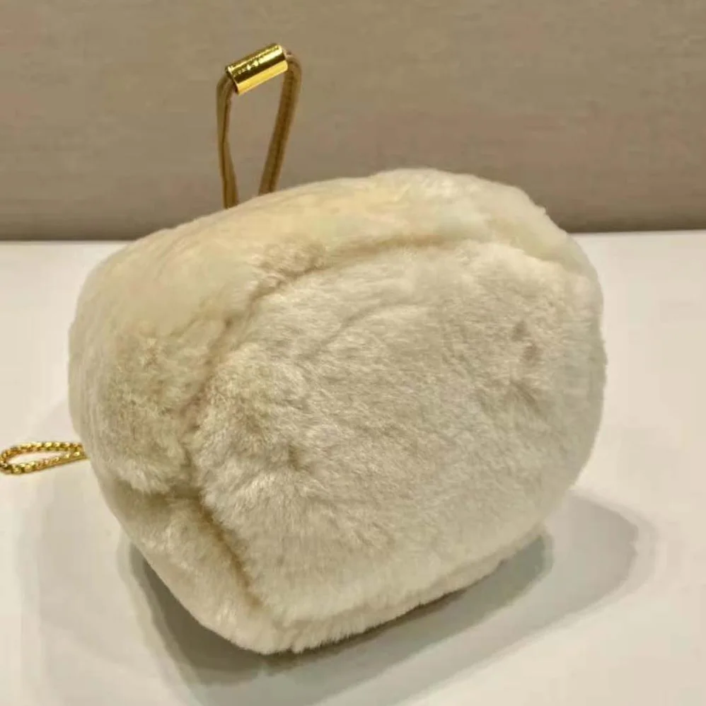 Prada Shearling Mini-pouch for Women in Beige