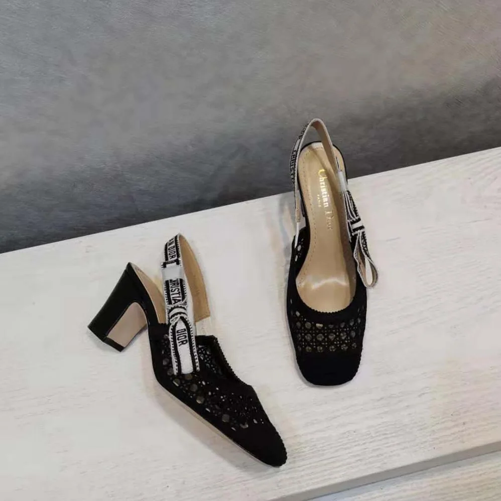 Dior Dior and Moi Slingback Pump Black Cannage Embroidered Mesh for Women Dior Dior and Moi Slingback Pump Black Cannage Embroidered Mesh for Women