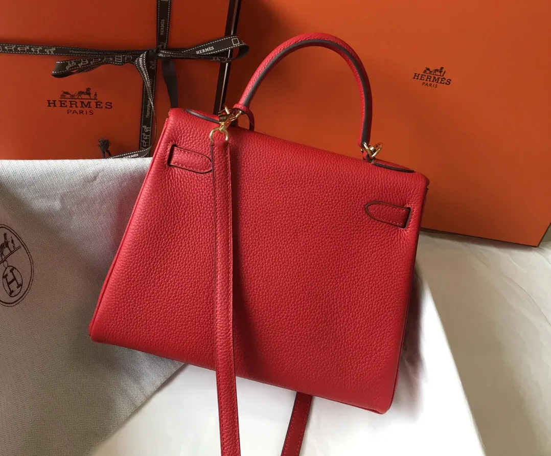 Hermes Kelly 28 Rouge Casaque Togo Bag