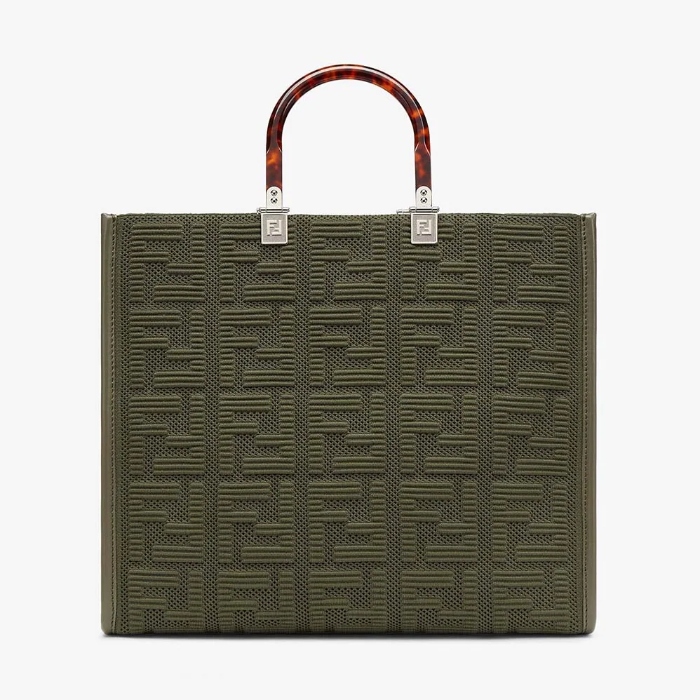 Fendi Sunshine Medium FF Fabric Shopper for Women in Green Fendi Sunshine Medium FF Fabric Shopper for Women in Green