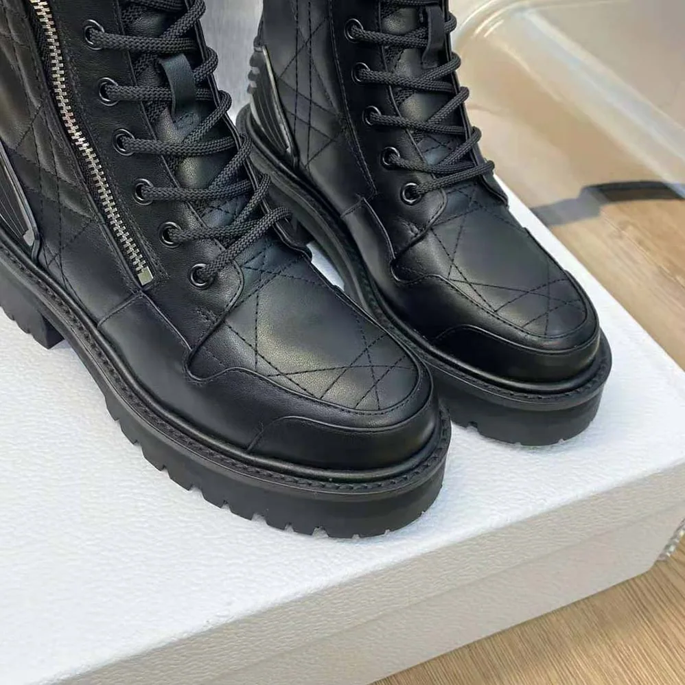 Dior D-Leader Ankle Boot Black Quilted Cannage Calfskin for Women