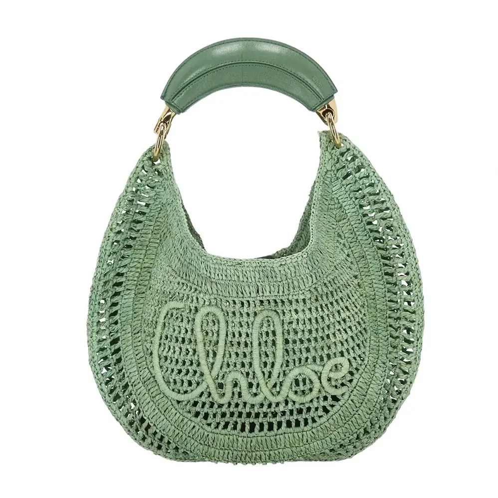 Chloe Summer Banana Hobo Bag In Raffia for Women in Green