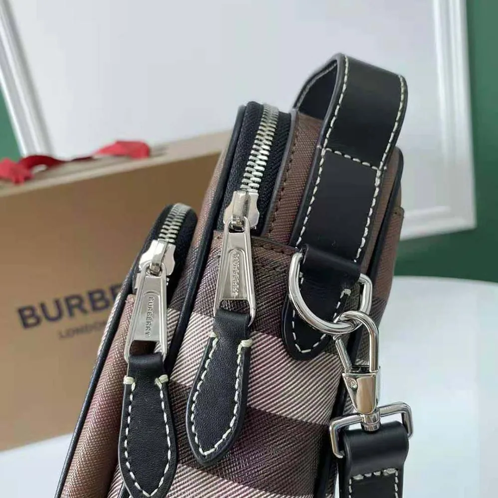 Burberry Check and Leather Crossbody Bag for Men in Brown Burberry Check and Leather Crossbody Bag for Men in Brown