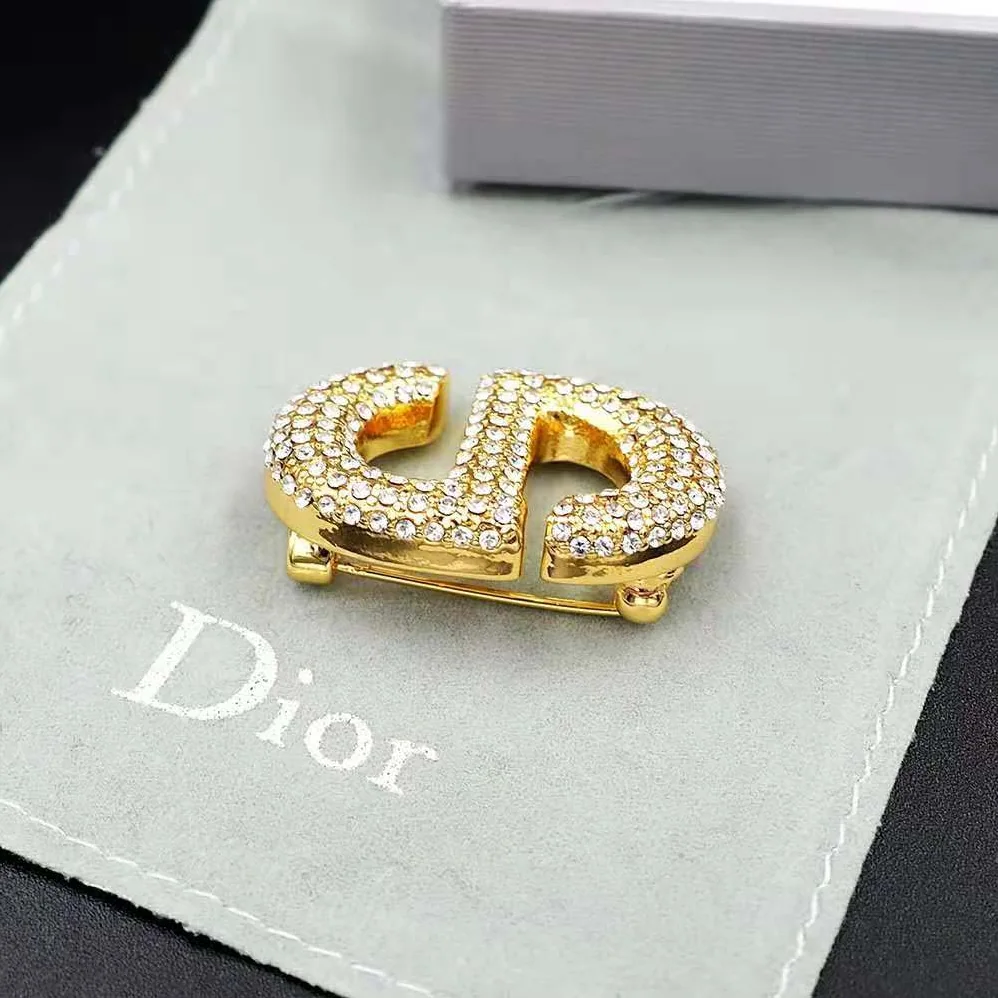 Dior CD Navy Brooch Gold-Finish Metal and White Crystals for Women Dior CD Navy Brooch Gold-Finish Metal and White Crystals for Women