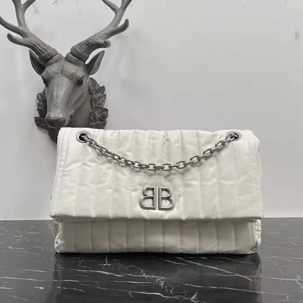 Balenciaga Monaco Medium Chain Bag Quilted in off White for Women