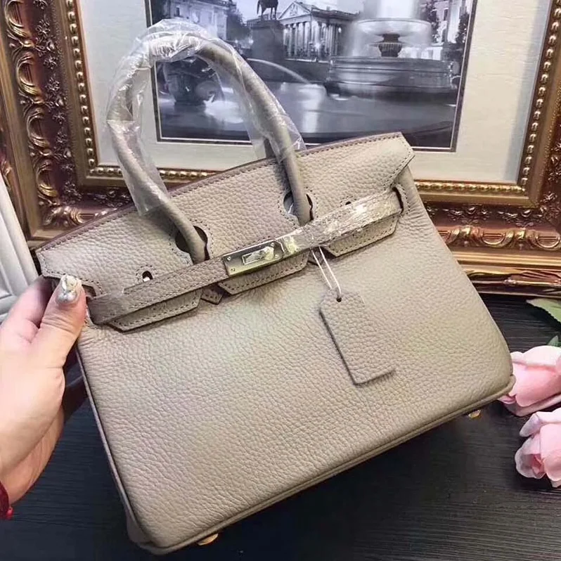 Hermes Birkin 25 Bag in Togo Leather with Gold Hardware in Grey