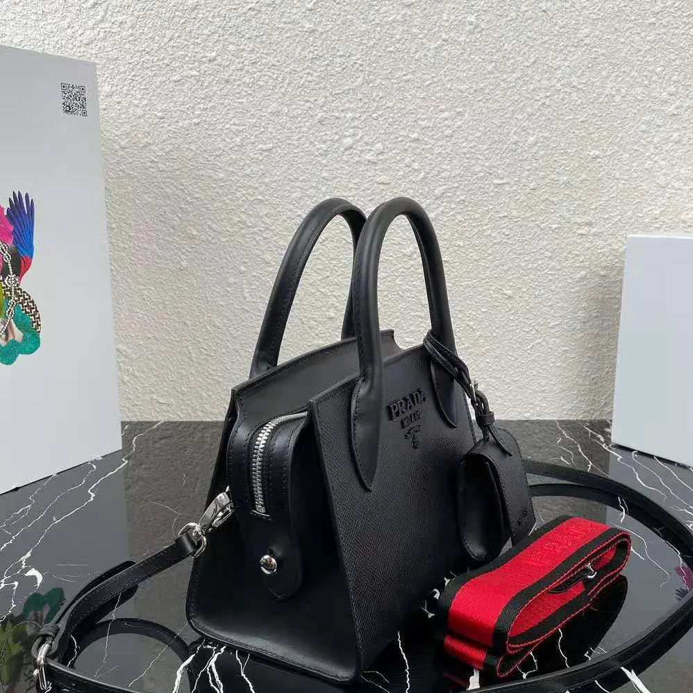 Prada Monochrome Saffiano Leather Bag for Women in Black