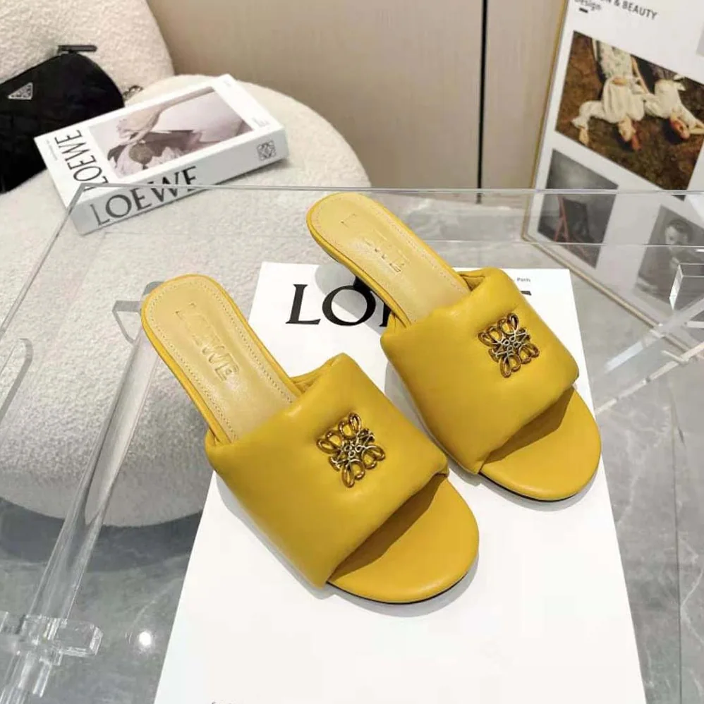 Loewe Anagram Padded Mule in Lambskin for Women in Orange