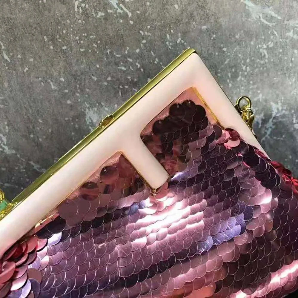 Fendi First Small Pink Sequinned Bag for Women Fendi First Small Pink Sequinned Bag for Women