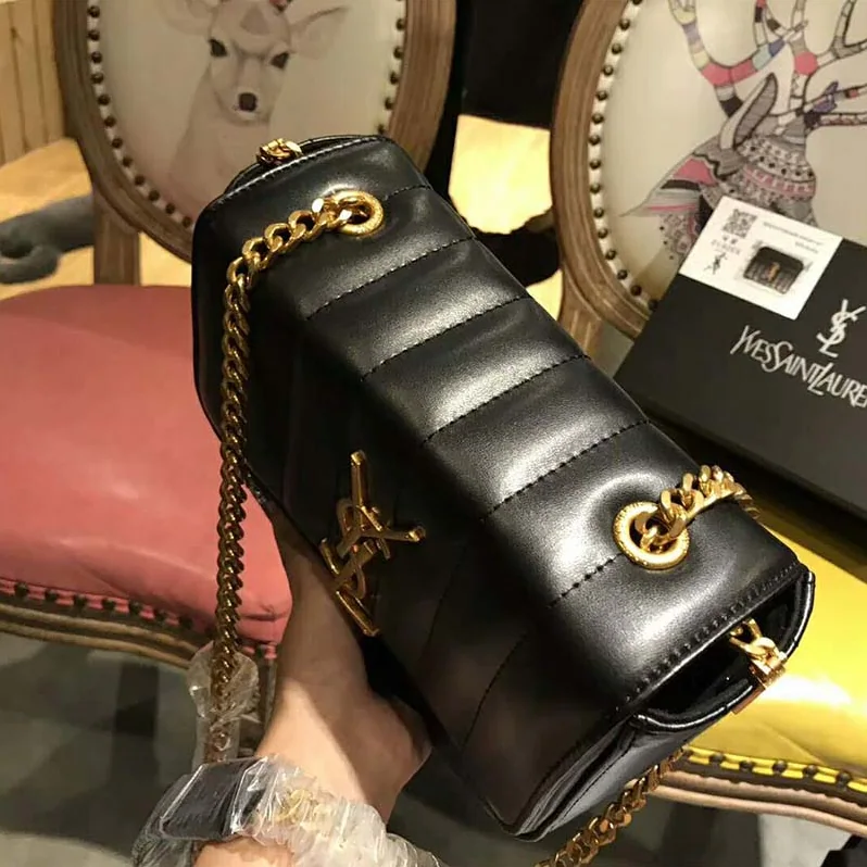 Saint Laurent YSL Shoulder Vicky Small Matelasse Lambskin for Women in Black Saint Laurent YSL Shoulder Vicky Small Matelasse Lambskin for Women in Black