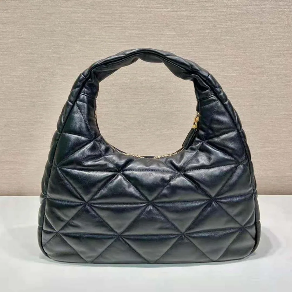 Prada Large Topstitched Nappa-Leather Bag for Women in Black