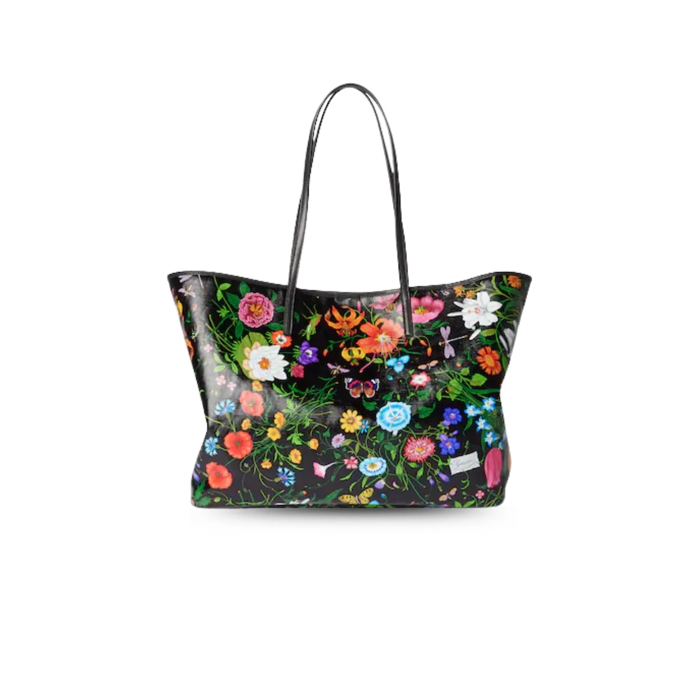 Gucci Tribeca Large Tote Bag / Black/ Multicolor Gucci Flora Coated Canvas Palladium Hardware A0034D FAF8S 1055 Gucci Tribeca Large Tote Bag / Black/ Multicolor Gucci Flora Coated Canvas Palladium Hardware A0034D FAF8S 1055