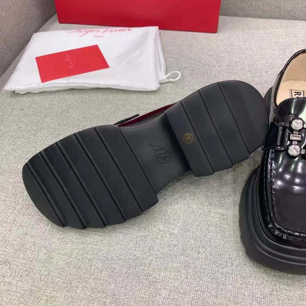 Roger Vivier Wallaviv Strass Buckle Loafers in Patent Leather for Women Roger Vivier Wallaviv Strass Buckle Loafers in Patent Leather for Women