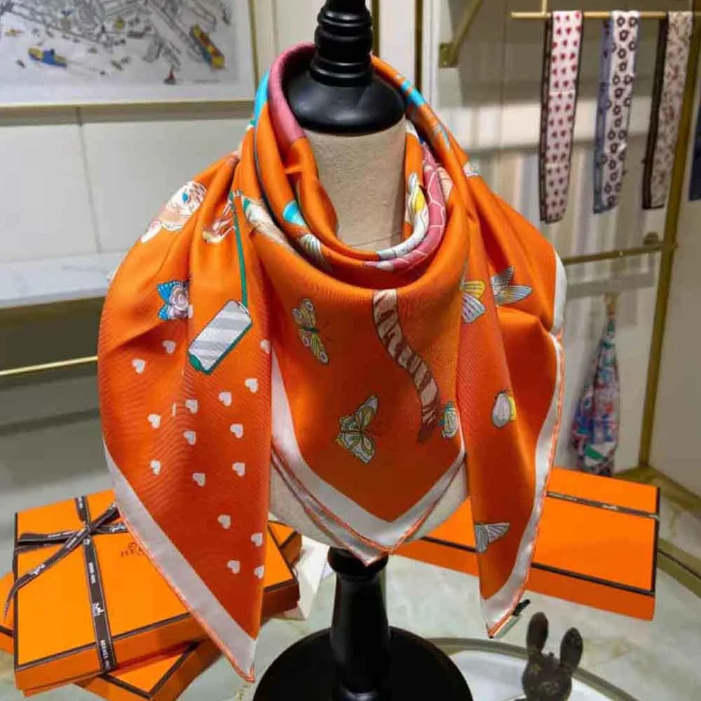 Hermes Story Scarf 90 in Silk Twill with Hand for Women in Rolled Edges Hermes Story Scarf 90 in Silk Twill with Hand for Women in Rolled Edges
