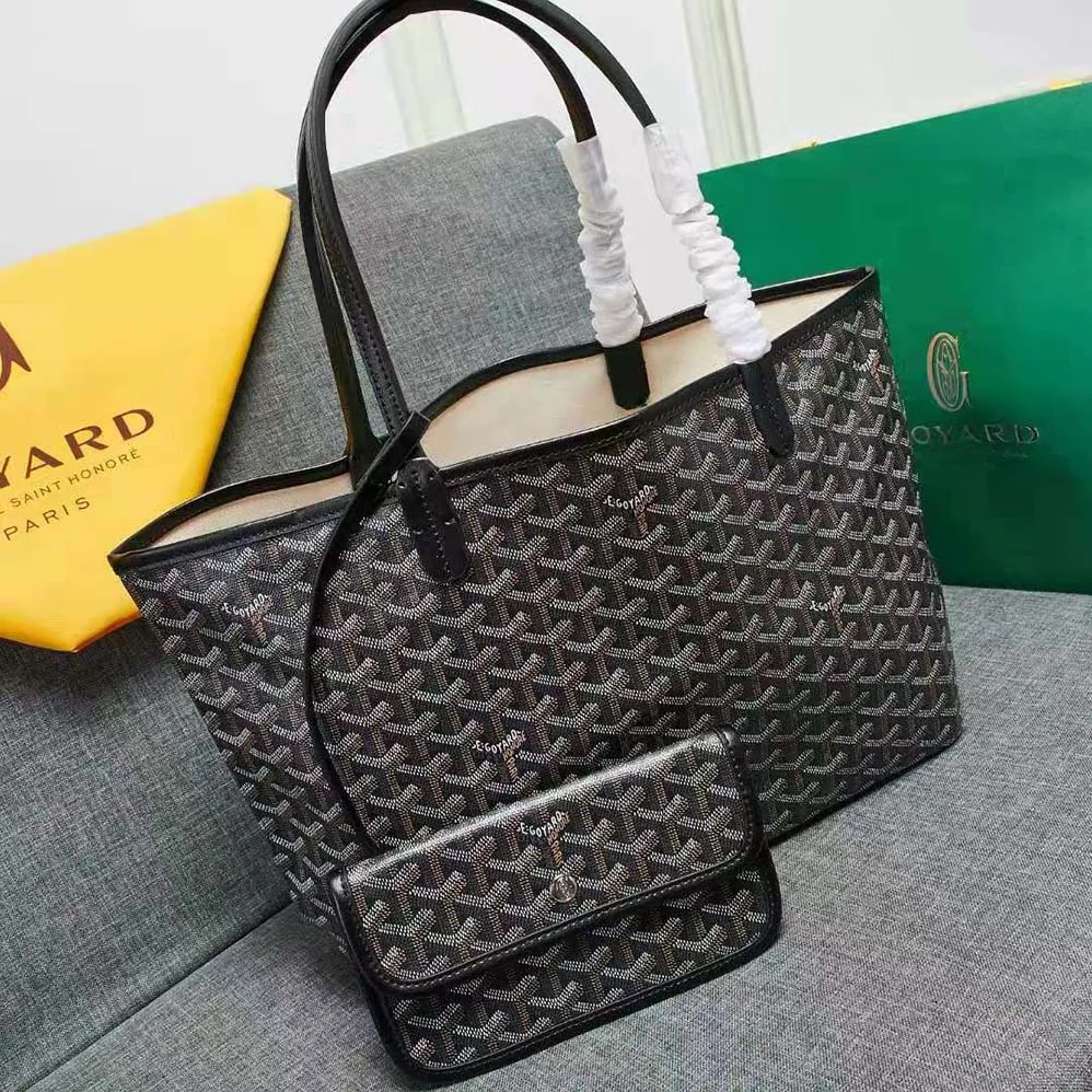 Goyard Sac Artois MM in Goyardine Canvas & Chevroches Calfskin for Women in Black
