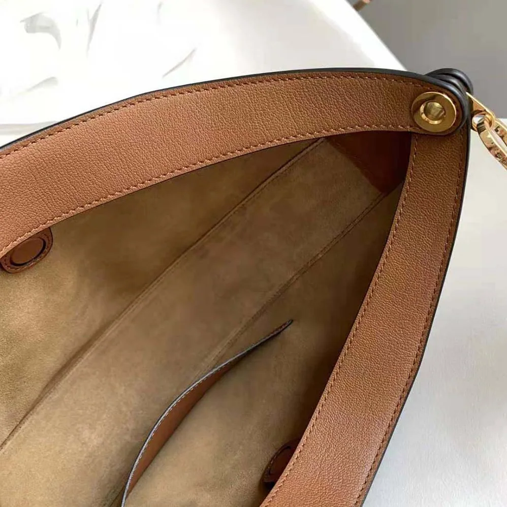 Loewe Luna Bag in Satin Calfskin and Jacquard for Women in Brown
